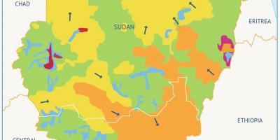 Mapa Súdán, povodí 