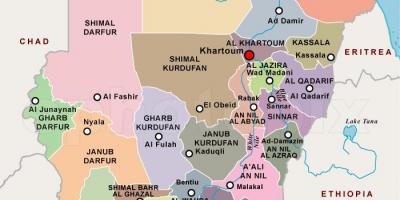 Mapa Súdánu regionů