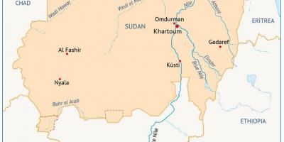 Mapa Súdánu řeky