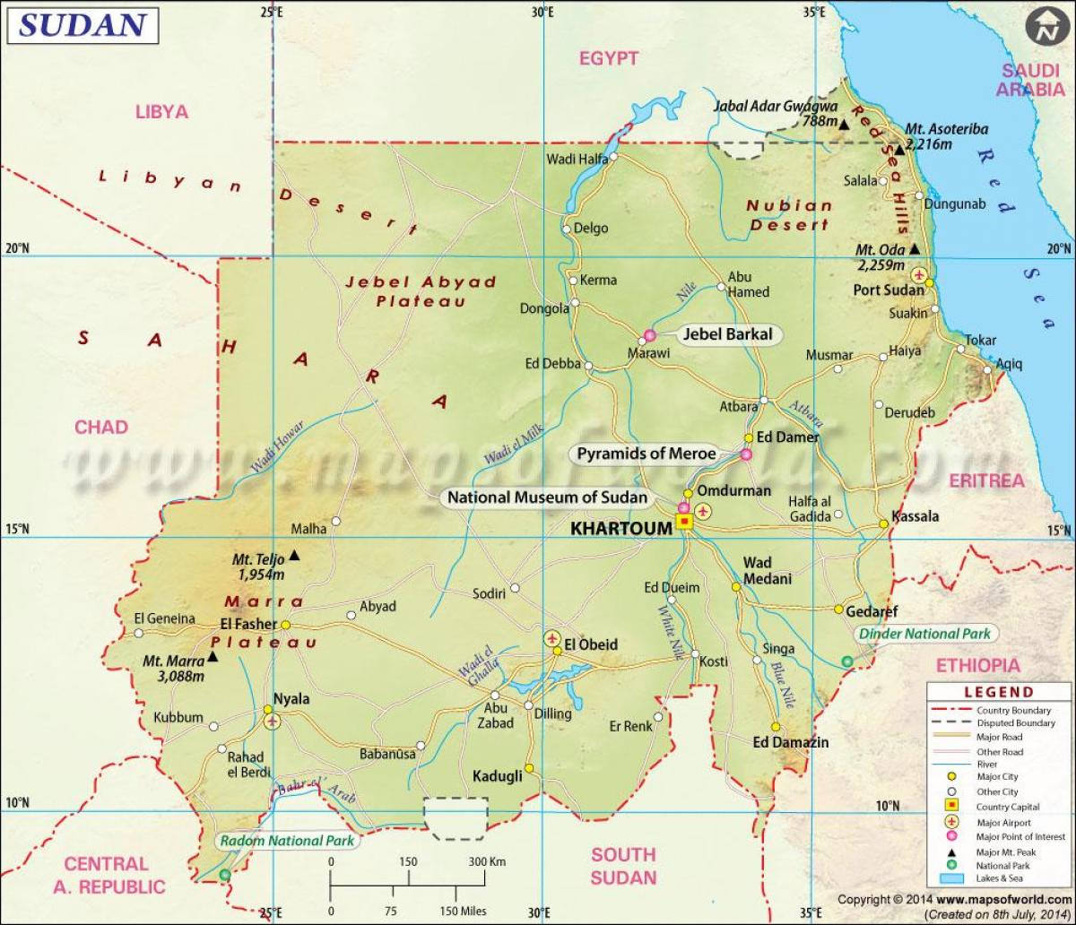 Mapa Súdán města
