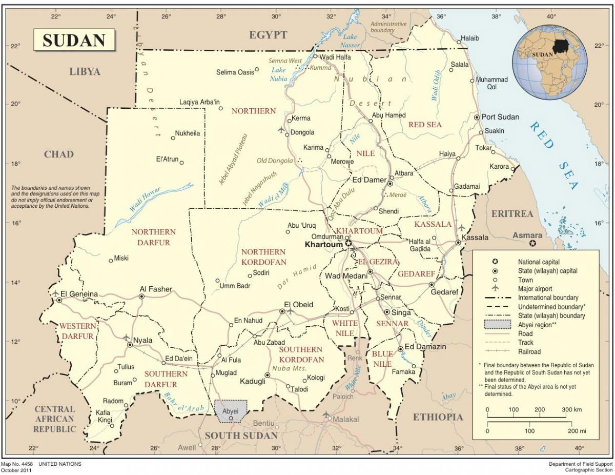 Mapa Súdánu státy